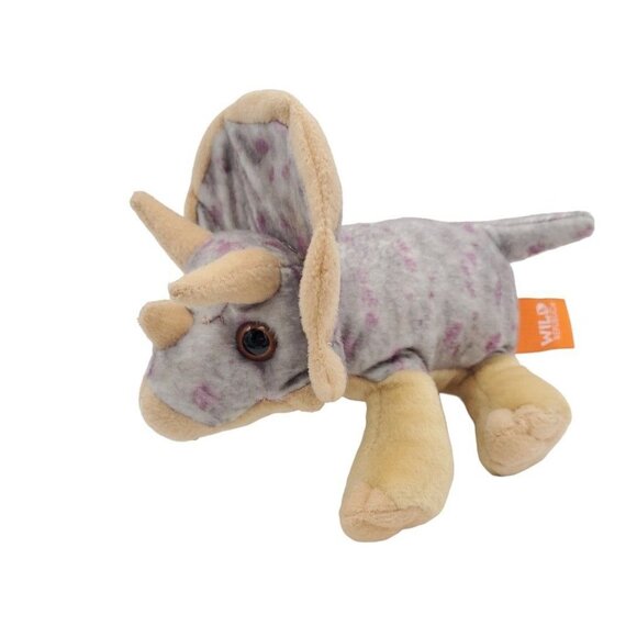 Wild Republic Triceratops Dinosaur Stuffed Animal Plush Soft Toy 7" Gray Tan - Picture 2 of 6